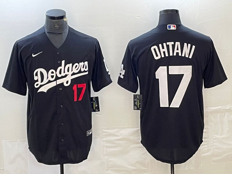 Men Los Angeles Dodgers #17 Ohtani Black Nike Game MLB Jersey style 7->los angeles dodgers->MLB Jersey
